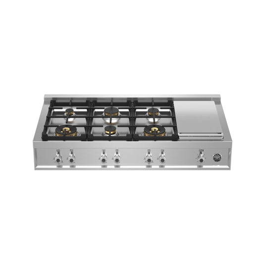 Bertazzoni Professional Series 48" 6 Brass Burners Stainless Steel Gas Rangetop With Electric Griddle