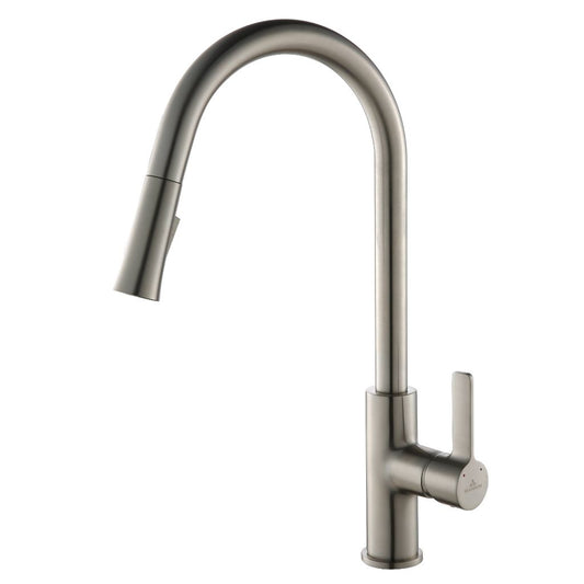 Blossom F01 201 9" x 16" Brushed Nickel Single Lever Handle Pull Down Kitchen Faucet