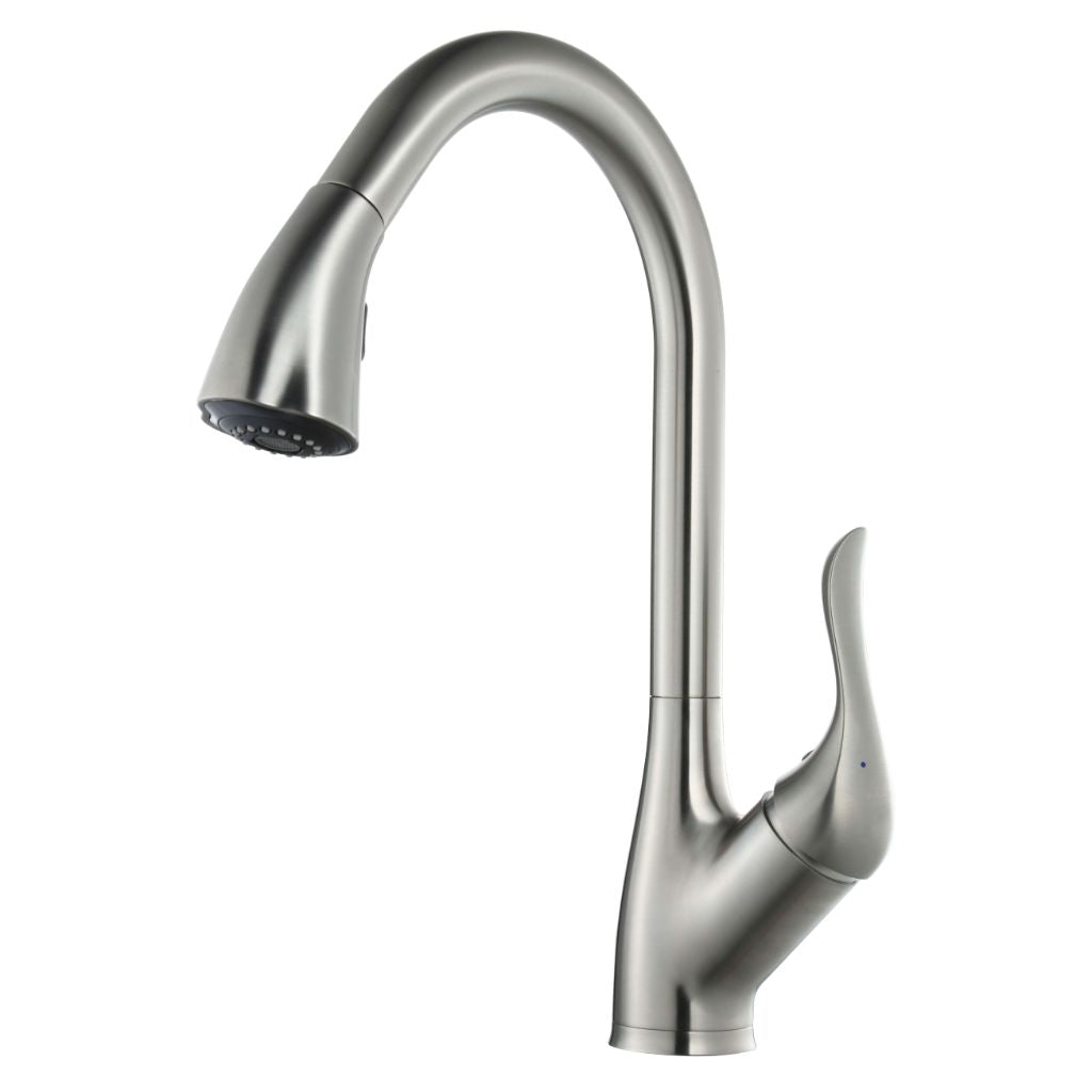 Blossom F01 202 9" x 16" Brushed Nickel Single Lever Handle Pull Down Kitchen Faucet