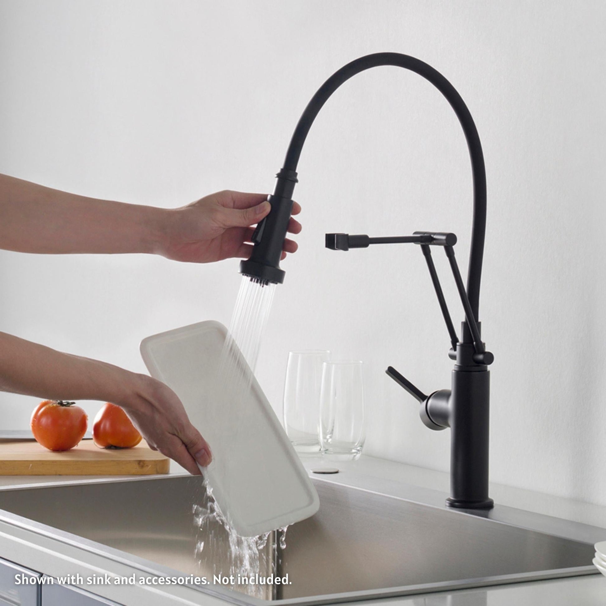 Blossom F01 208 12" x 20" Matte Black Single Lever Handle Pull Out Kitchen Faucet