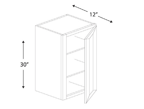 Blue Valley Cabinets 12" x 30" x 12" Wall Cabinet With 1 Door (DW-W1230)