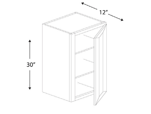 Blue Valley Cabinets 12" x 30" x 12" Wall Cabinet With 1 Door (WHS-W1230)