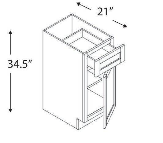 Blue Valley Cabinets 12" x 35" x 21" Vanity Base Cabinet With 1 Door and 1 Drawer (ESS-VB12)