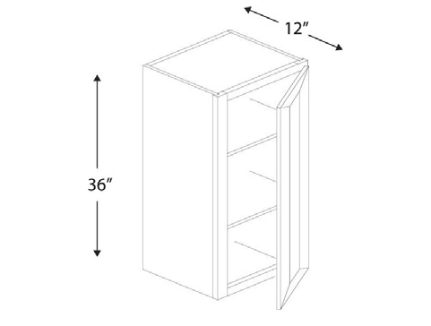 Blue Valley Cabinets 12" x 36" x 12" Wall Cabinet With 1 Door (WHS-W1236)