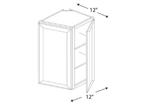 Blue Valley Cabinets 12" x 36" x 12" Wall End Corner Cabinet With 2 Door (MS-WEC1236)