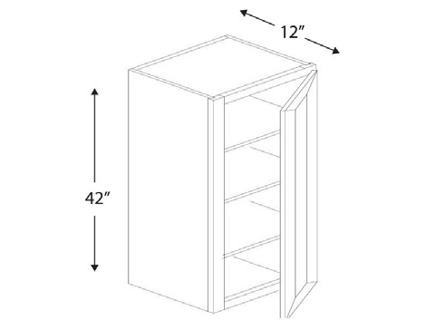 Blue Valley Cabinets 12" x 42" x 12" Wall Cabinet With 1 Door (ESS-W1242)