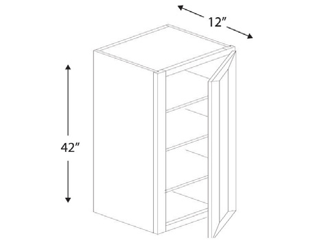 Blue Valley Cabinets 12" x 42" x 12" Wall Cabinet With 1 Door (WHS-W1242)