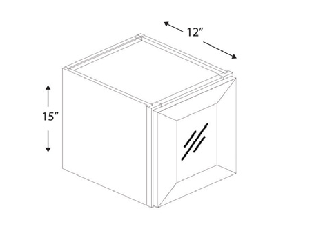 Blue Valley Cabinets 15" x 15" x 12" Wall Cabinet Frosted Glass Door Only (DW-W1515GD)