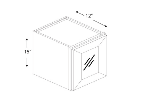 Blue Valley Cabinets 15" x 15" x 12" Wall Cabinet Frosted Glass Door Only (WHS-W1515GD)