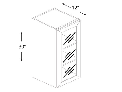 Blue Valley Cabinets 15" x 30" x 12" Wall Cabinet Frosted Glass Door Only (DW-W1530GD)