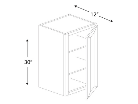 Blue Valley Cabinets 15" x 30" x 12" Wall Cabinet With 1 Door (MS-W1530)