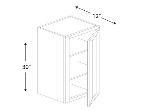 Blue Valley Cabinets 15" x 30" x 12" Wall Cabinet With 1 Door (SG-W1530)