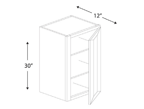 Blue Valley Cabinets 15" x 30" x 12" Wall Cabinet With 1 Door (WHS-W1530)