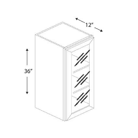 Blue Valley Cabinets 15" x 36" x 12" Wall Cabinet Frosted Glass Door Only (ESS-W1536GD)