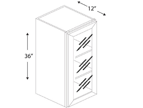 Blue Valley Cabinets 15" x 36" x 12" Wall Cabinet Frosted Glass Door Only (WHS-W1536GD)