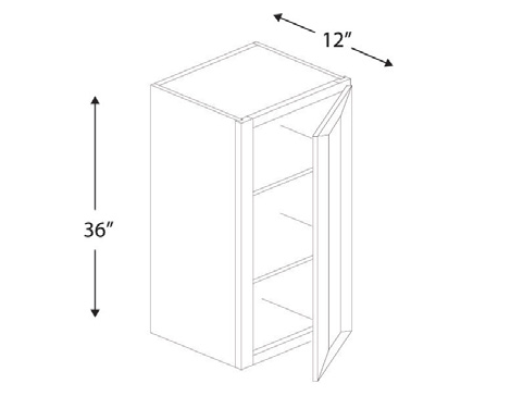 Blue Valley Cabinets 15" x 36" x 12" Wall Cabinet With 1 Door (MS-W1536)