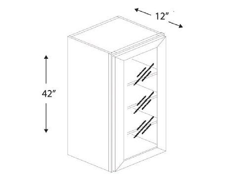 Blue Valley Cabinets 15" x 42" x 12" Wall Cabinet Frosted Glass Door Only (DW-W1542GD)