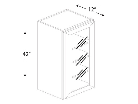 Blue Valley Cabinets 15" x 42" x 12" Wall Cabinet Frosted Glass Door Only (SG-W1542GD)