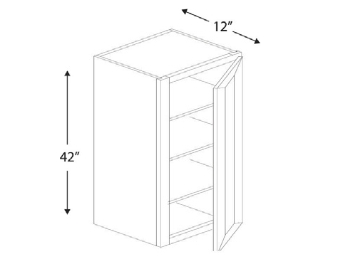 Blue Valley Cabinets 15" x 42" x 12" Wall Cabinet With 1 Door (WHS-W1542)