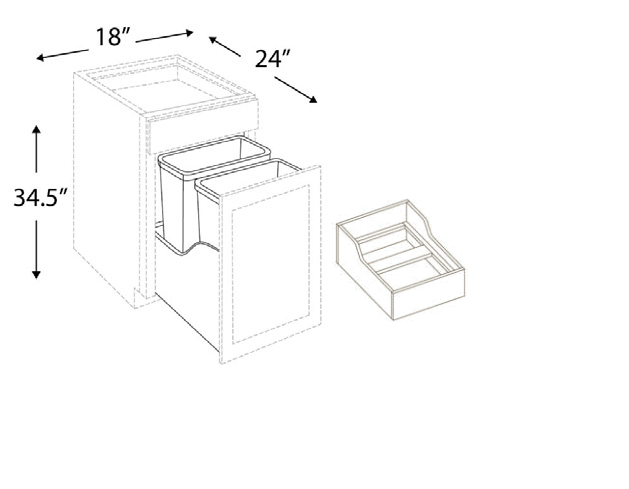 Blue Valley Cabinets 18" Trash Bin Insert For B18 Cabinet With 2 Trash Bins Included (BWBK18-2)