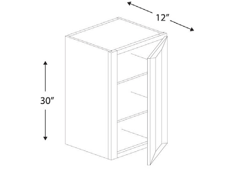 Blue Valley Cabinets 18" x 30" x 12" Wall Cabinet With 1 Door (DW-W1830)