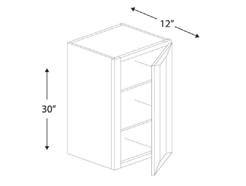 Blue Valley Cabinets 18" x 30" x 12" Wall Cabinet With 1 Door (MS-W1830)