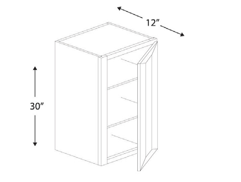 Blue Valley Cabinets 18" x 30" x 12" Wall Cabinet With 1 Door (SG-W1830)