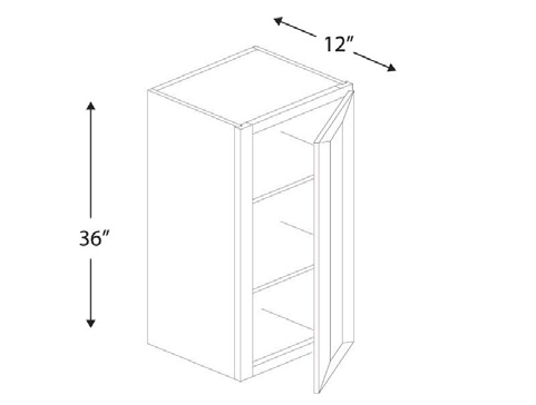 Blue Valley Cabinets 18" x 36" x 12" Wall Cabinet With 1 Door (SG-W1836)