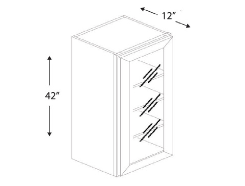 Blue Valley Cabinets 18" x 42" x 12" Wall Cabinet Frosted Glass Door Only (WHS-W1842GD)