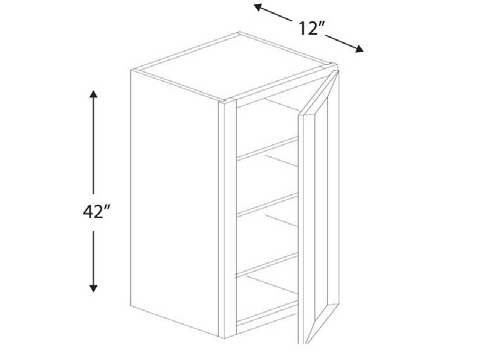Blue Valley Cabinets 18" x 42" x 12" Wall Cabinet With 1 Door (ESS-W1842)