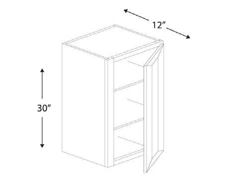 Blue Valley Cabinets 21" x 30" x 12" Wall Cabinet With 1 Door (DW-W2130)