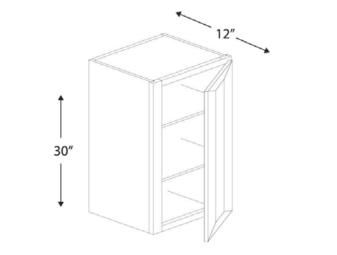 Blue Valley Cabinets 21" x 30" x 12" Wall Cabinet With 1 Door (MS-W2130)