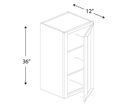 Blue Valley Cabinets 21" x 36" x 12" Wall Cabinet With 1 Door (DW-W2136)