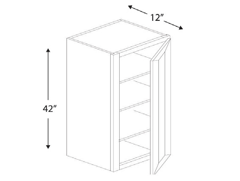 Blue Valley Cabinets 21" x 42" x 12" Wall Cabinet With 1 Door (DW-W2142)