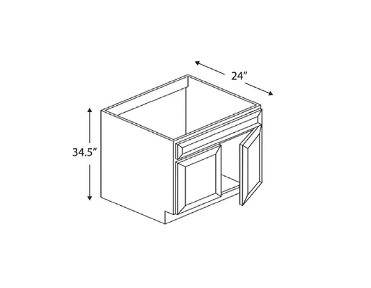 Blue Valley Cabinets 24" Sink Base With 2 Doors & 1 False Drawer (GRS-SB24)