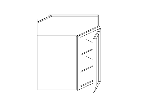 Blue Valley Cabinets 24" x 15" x 12" Wall Diagonal Corner With 1 Door (DW-WDC2415)