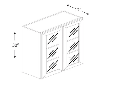 Blue Valley Cabinets 24" x 30" x 12" Wall Cabinet Frosted Glass Door Only (WHS-W2430GD)
