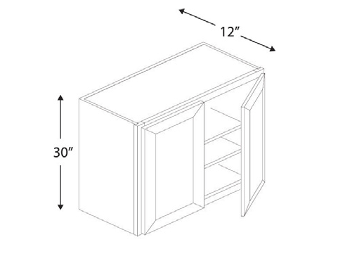 Blue Valley Cabinets 24" x 30" x 12" Wall Cabinet With 2 Door (DW-W2430)