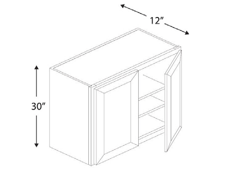 Blue Valley Cabinets 24" x 30" x 12" Wall Cabinet With 2 Door (WHS-W2430)