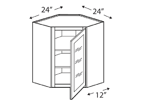 Blue Valley Cabinets 24" x 30" x 12" Wall Diagonal Corner Frosted Glass Door Only (MS-WDC2430GD)