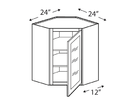 Blue Valley Cabinets 24" x 30" x 12" Wall Diagonal Corner Frosted Glass Door Only (MS-WDC2436GD)