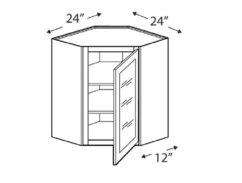 Blue Valley Cabinets 24" x 30" x 12" Wall Diagonal Corner Frosted Glass Door Only (MS-WDC2442GD)