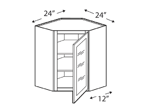 Blue Valley Cabinets 24" x 30" x 12" Wall Diagonal Corner Frosted Glass Door Only (SG-WDC2430GD)