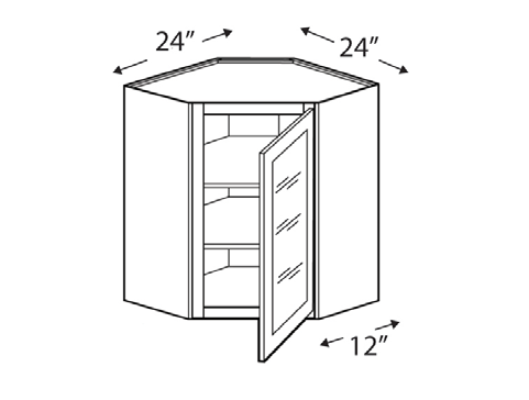 Blue Valley Cabinets 24" x 30" x 12" Wall Diagonal Corner Frosted Glass Door Only (SG-WDC2436GD)