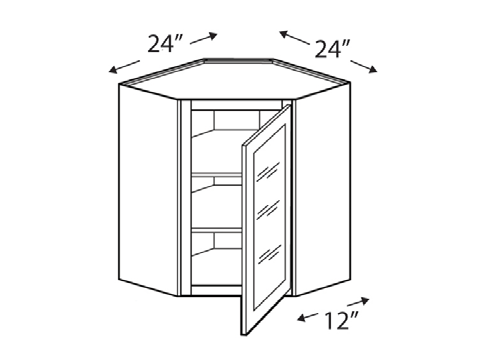 Blue Valley Cabinets 24" x 30" x 12" Wall Diagonal Corner Frosted Glass Door Only (WHS-WDC2436GD)