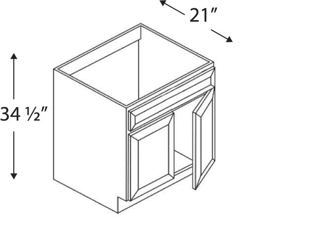 Blue Valley Cabinets 24" x 35" x 21" Vanity Sink Cabinet With 2 Doors and 1 FALSE Drawer (MS-VSB2421)