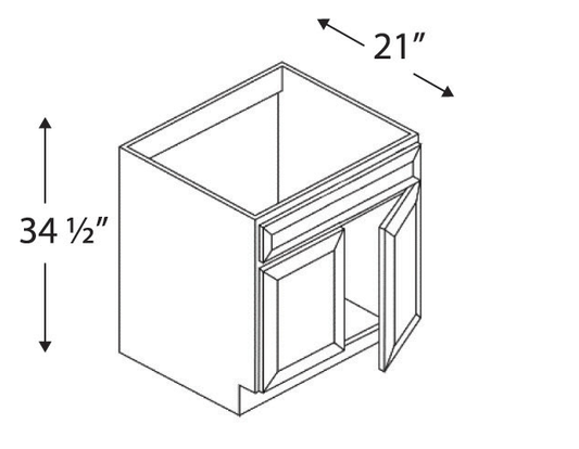 Blue Valley Cabinets 27" x 35" x 21" Vanity Sink Cabinet With 2 Doors and 1 FALSE Drawer (DW-VSB2721)