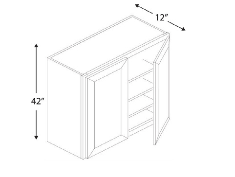 Blue Valley Cabinets 27" x 42" x 12" Wall Cabinet With 2 Door (DW-W2742)