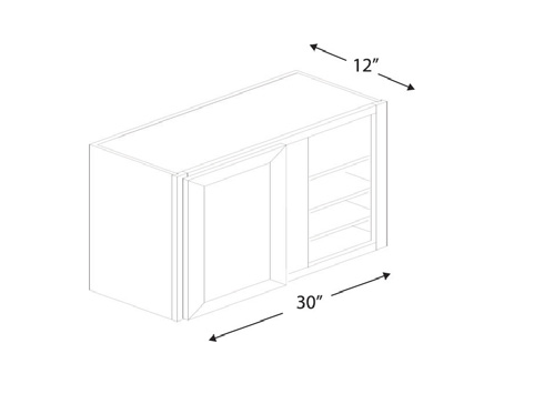 Blue Valley Cabinets 30" x 30" x 12" Wall Blind Corner Cabinet With 1 Door (DW-WBC3030)