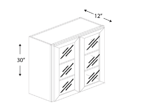 Blue Valley Cabinets 30" x 30" x 12" Wall Cabinet Frosted Glass Door Only (DW-W3030GD)